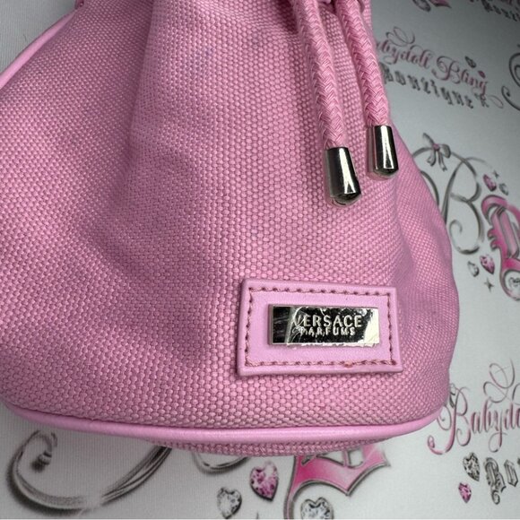 Versace bag mini pink gaw string pull cinch cute bubble round purse tote y2k - Picture 7 of 9